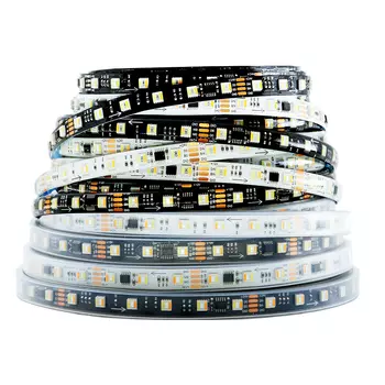 WS2805 RGBW 5 в 1 светодиодная лента 60 светодиодов/м RGBIC SMD5050 RGBCCT Адресная гибкая светодиодная лампа RGBWW RGBCW осветительная панель 12/24 В