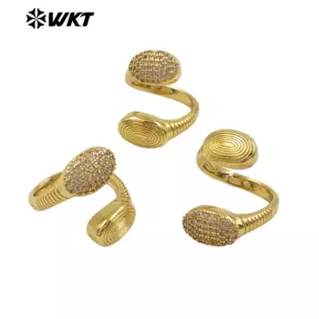 WT-MR032 оптовая продажа, модное позолоченное противоскользящее крестовое уникальное кольцо с кубическим цирконием на годовщину