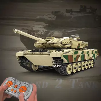 WW2 высокотехнологичный Радиоуправляемый немецкий основной боевой танк леопард 2, набор строительных блоков с дистанционным управлением, Военный танк, строительные наборы, игрушка