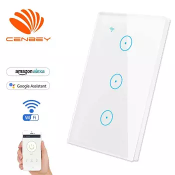 выключатель сенсорный Умный выключатель с Wi-Fi, выключатель света, сенсорный выключатель питания, управление одним управлением, голосовое управление, Amazon Alexa, Google Assista