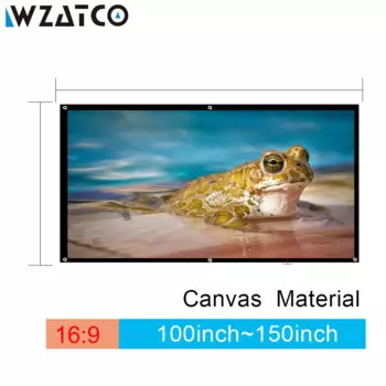 WZATCO 84 дюйма/100 дюймов/120 дюймов/150 дюймов 16:9 HD проекционный экран складной проекционный экран фильма для проектора Thundeal byintek