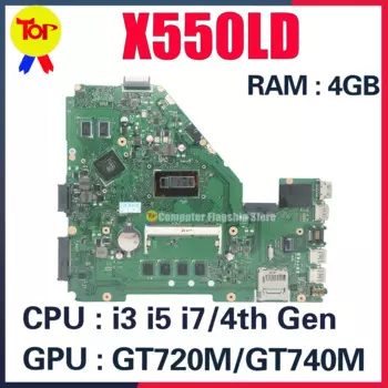 X550LD Laptop Motherboard For ASUS X550L X550LC A550L K550L 4G-RAM i3 i5 i7 4th Gen GT720 GT820 Mainboard 100% Test OK