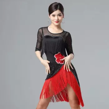 X6020 новая одежда для латиноамериканских танцев Женская одежда для тренировок и выступлений для взрослых платье с кисточками костюм для латиноамериканских танцев