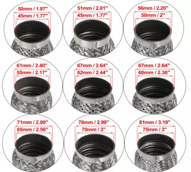 X Autohaux 45/50/55/65/70/75 мм автомобильный глушитель, гибкая выхлопная труба, гибкая трубка, глушитель выхлопного соединения, нержавеющая сталь 160 мм 200 мм
