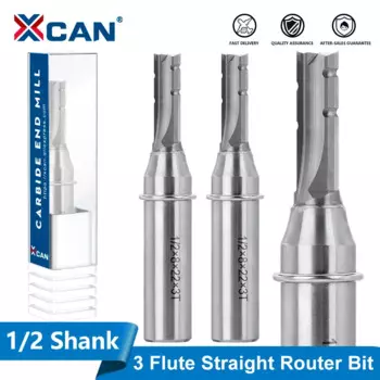 XCAN фреза 1/2 хвостовик 3 канавки TCT прямая фреза для МДФ фанеры ДСП слот для древесины карбидная Концевая фреза