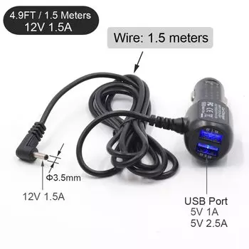 XCGaoon 12 В, 1,5 А, диаметр 3,5 мм, порт зарядки с двумя USB-адаптерами автомобильного зарядного устройства 5 В, 3,5 А для автомобильного радарного детектора, GPS-камеры, видеорегистратора