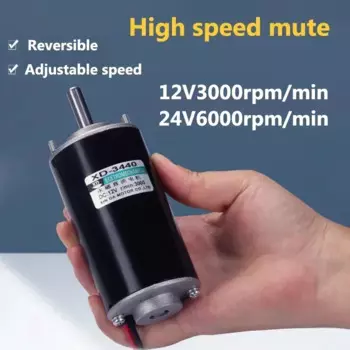 XD-3440 12 В 24 В 50 Вт высокоскоростной двигатель постоянного тока может регулировать скорость CW CCW с высоким крутящим моментом, подходит для микродвигателя косилки