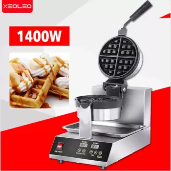 Электрическая вафельница XEOLEO, машина для яичного торта, антипригарная машина для вафель, коммерческая вращающаяся машина для выпечки с круглой головкой и таймером