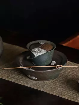 XH030 Чаша с крышкой Xiangyun, чайный сервиз ручной работы в стиле ретро, позолоченный, посеребренный, китайский чай кунг-фу, набор из трех предметов