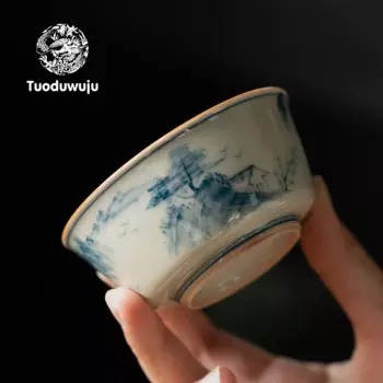 XH244 трава и дерево серый ручная роспись мастер чашка керамическая чайная чашка, большая чайная чашка, китайская фотография чайный набор