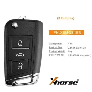 Xhorse XSMQB1EN Умный дистанционный ключ VW MQB Filp 3-кнопочный бесконтактный английский