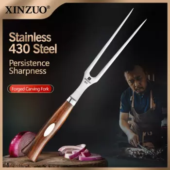Xinzuo 1 шт. резьба вилка 430 нержавеющая сталь для кемпинга приготовления пищи Западная еда кухонная посуда Северная Америка пустыня железная деревянная ручка