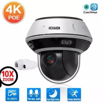 XMEYE 4K 8MP PTZ POE IP-камера безопасности купольная 10-кратная зум уличная водонепроницаемая сетевая камера видеонаблюдения двусторонняя Auido H.265
