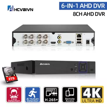 XMEYE распознавание лица 4K 8MP 8CH 4CH AHD DVR H.265 гибридный 4K NVR цифровой видеорегистратор для 2MP 5MP 8MP AHD/TVI/CVI/XVI/IP-камеры