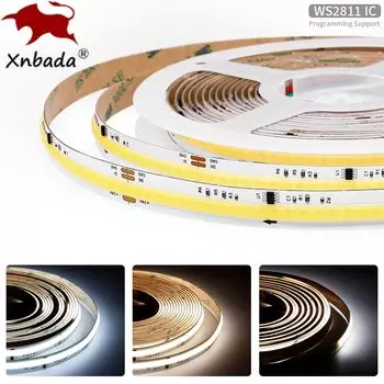 Xnbada COB SPI WS2811 адресная светодиодная лента 576 LEDs 2700K-6500K 10мм DC24V