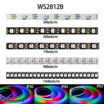 Xnbada RGB светодиодная лента WS2812B 30/60/74/96/144 LEDs/m