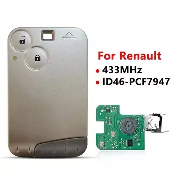 XNRKEY 2-кнопочная смарт-карта PCF7947 433 МГц для дистанционного ключа Renault Laguna 2001-2006