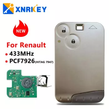XNRKEY 2-кнопочная смарт-ключ-карта PCF7926 чип 433 МГц для Renault Laguna удаленный автомобильный ключ без логотипа без слов
