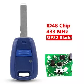 XNRKEY дистанционный ключ для Fiat Punto Doblo Bravo синий/черный ID48 чип 433 МГц Fob 1 Кнопка SIP22/GT15R лезвие