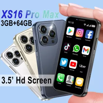 XS16 Mini Android8.1 Смартфон 3,5-дюймовый дисплей 3 ГБ ОЗУ 64 ГБ ПЗУ Двойная SIM-карта в режиме ожидания Play Store Маленький телефон 4G