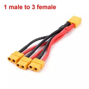 XT60 Параллельный разъем батареи «папа/гнездо» Кабель от 1 до 3/1 до 2, двойной удлинитель Y-образного разветвителя, силиконовый провод 14AWG RC Батарейный двигатель