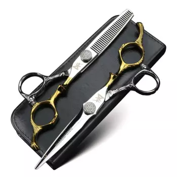 XUANFENG 6 дюймов, золотые парикмахерские ножницы, инструменты для укладки парикмахерских, ножницы для резки и филировочные ножницы