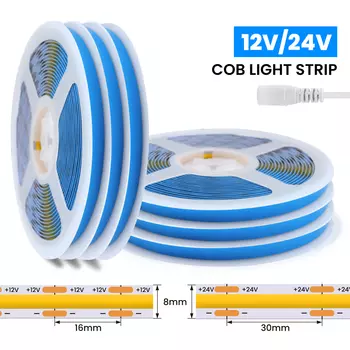 XUNATA COB светодиодная лента теплый белый свет 12В/24В 8мм
