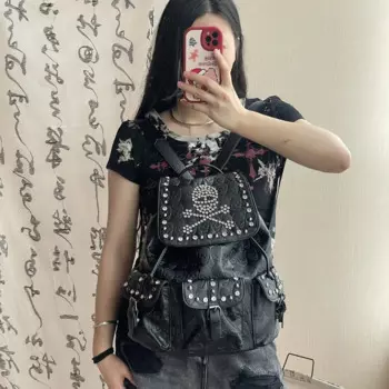 Y2K Готическая Лолита девушка Панк цепь коллаж сумки на плечо рюкзак Harajuku женский ретро повседневный рюкзак сумка