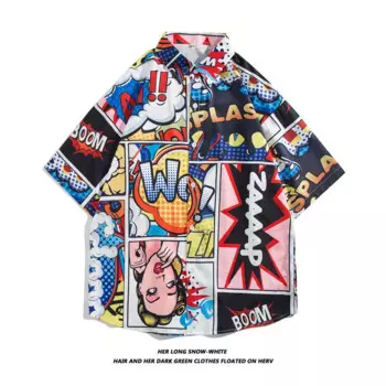 Y2K Негабаритная летняя новая мужская уличная рубашка в гавайской стиле, модная мужская рубашка с забавным принтом, повседневная пляжная рубашка с коротким рукавом, сорочка Homme