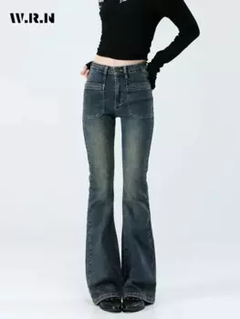 Y2K облегающие Женские джинсовые брюки-карандаши с завышенной талией в винтажном стиле