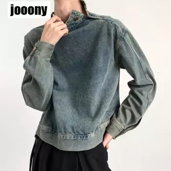 Y2k стираный персонализированный ковбойский пуловер с пряжкой и воротником в стиле хип-хоп, винтажные мужские топы, мотоциклетная джинсовая куртка, мужская 2024, новый американский