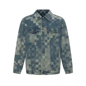 Y2K уличная одежда для пар с моделями осень 2024 Новинка модная свободная синяя Потертая джинсовая куртка Мужские персонализированные топы s