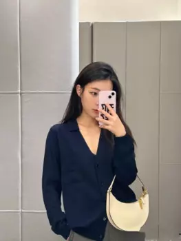 Y2K уличная одежда, женский осенне-зимний кашемировый кардиган с вышивкой, Свободный Повседневный вязаный свитер с длинным рукавом и карманами F924