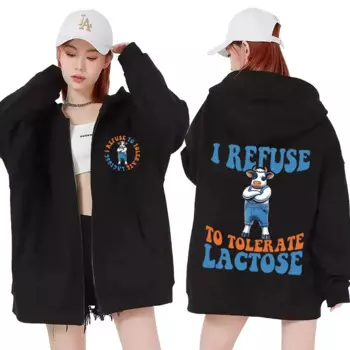 Я не терпирую лактозу, забавный мем, толстовки на молнии, мужские и женские модные повседневные куртки, свитшот, толстовки большого размера на молнии, пальто