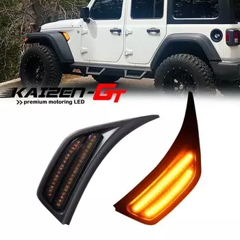 Янтарные светодиодные передние крылья с дымчатыми линзами, боковые габаритные огни, указатели поворота для Jeep Wrangler JL JLU Sport, Rubicon, Sahara 2018-2021 гг.