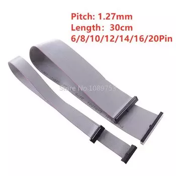 1 шт., шаг 1,27 мм, 30 см, серый плоский ленточный кабель для передачи данных 6P 10P 14P 16P 20P JTAG ISP, кабель для загрузки для разъема 1,27 мм