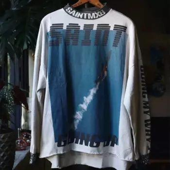 Yao Fashion SAINT Of Michael 24SS Inset Graohics мужская одежда с принтом и длинным рукавом винтажная хлопковая Футболка оверсайз для мужчин