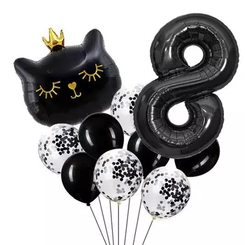 Яобенер черные цифры и кошки шары для дня рождения