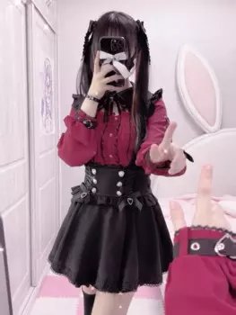 Японская рубашка Kawaii Lolita, женская рубашка Y2k, эстетичная кружевная лоскутная бандажная блузка, Harajuku, милые милые топы с рюшами и бантом, Blusas