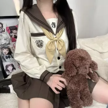 Японская школьная Униформа JK для девочек, женские блузки с бантом и плиссированные юбки, матросский костюм JK, униформа