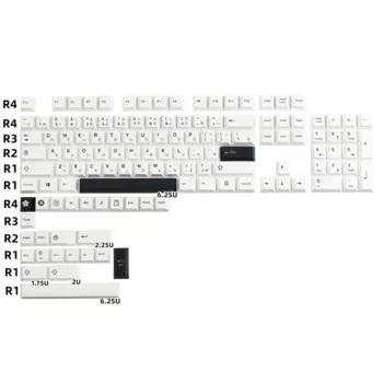 Японские черно-белые клавиши с подставкой Wind Cloud PBT 129 клавиш Cherry Profile для механической клавиатуры Mx Switch RK61 GH60