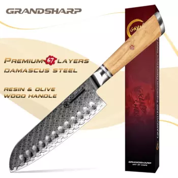 Японские кухонные ножи Grandsharp, нож сантоку 7 дюймов, столовые приборы из дамасской стали, столовая посуда, кухонные принадлежности для готовки, домашние инструменты