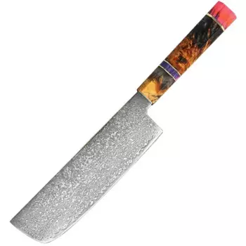 Японский дамасский стальной 7-дюймовый кухонный нож Nakiri восьмиугольная деревянная ручка Азиатский нож-мясницкий нож из дамасской стали острый нож для нарезки