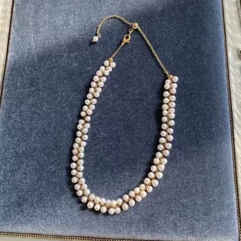 Японский и корейский стиль, простой темперамент, пресноводный жемчуг, тканая цепочка на шею, регулируемая жемчужина, короткое ожерелье, чокер, чай