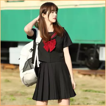 Японский матросский наряд, школьница, косплей, униформа JK, Студенческая черная, красная плиссированная юбка, костюмы, сексуальный матросский костюм Seifuku