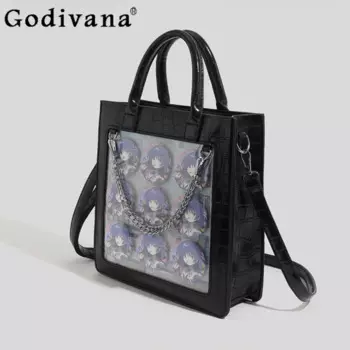 Японский обезболивающий рюкзак для девочек, персонализированная сумочка-мессенджер под крокодила, модный квадратный рюкзак для студентов, сумки на плечо