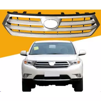 Яркая черная или Серебристая Решетка переднего бампера для Toyota highlander 2012-2014