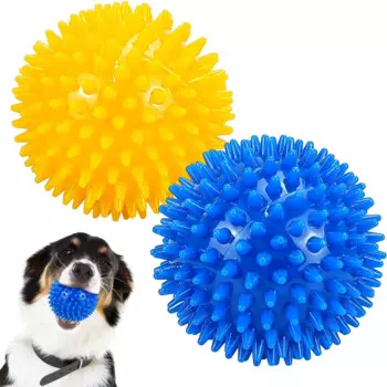 Яркие синие и желтые прочные пищалки для агрессивных собачьих мячиков-большой набор из 2, идеально подходит для крупных собак. Идеально подходит для Tra