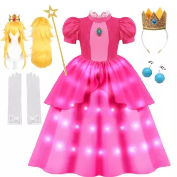 Яркое платье принцессы со светодиодной подсветкой для девочки, костюм для косплея, детская одежда для выступления на сцене, Детский костюм на день рождения, карнавал, яркий наряд