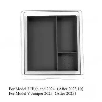 Ящик для хранения центрального управления для Tesla Model 3 Highland Model Y Juniper 2025, прозрачный ящик для хранения в подлокотнике, автомобильные аксессуары